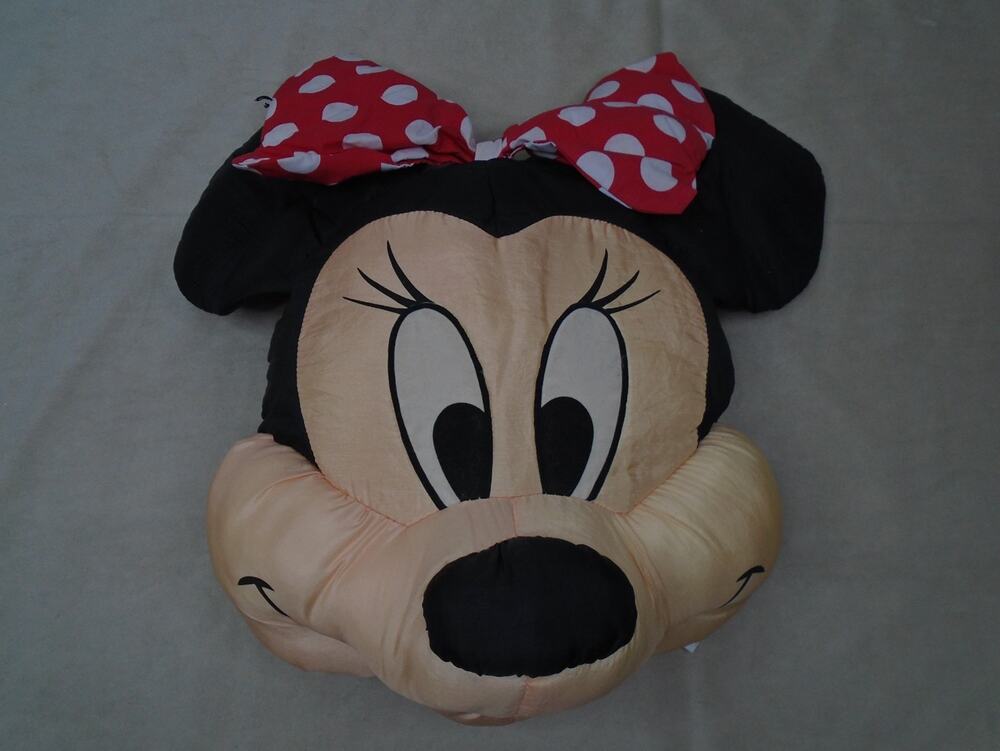 Vintage Mickey's Stuff For Kids Minnie Mouse Head Face Nylon Plush Pillow